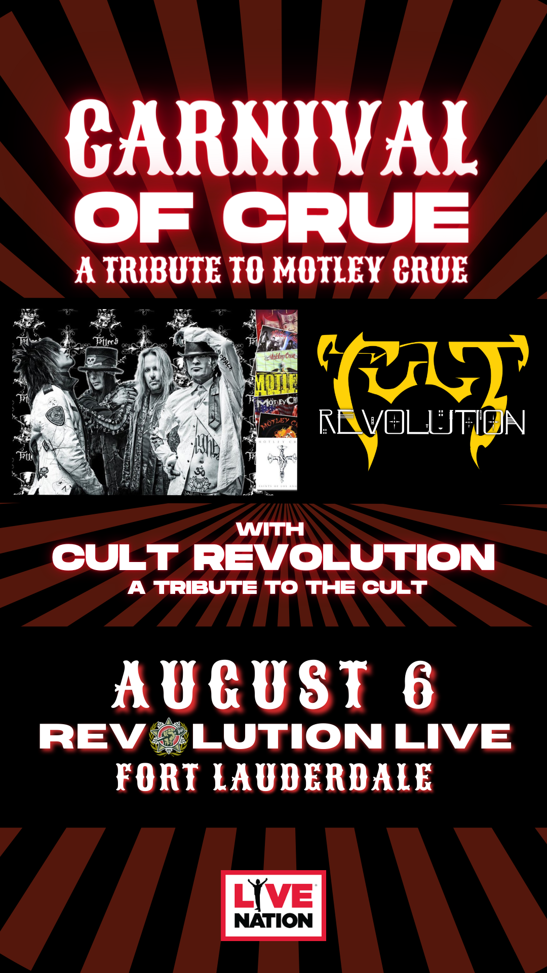 Carnival of Crue – Tribute to Motley Crue with Cult Revolution – Tribute to The Cult